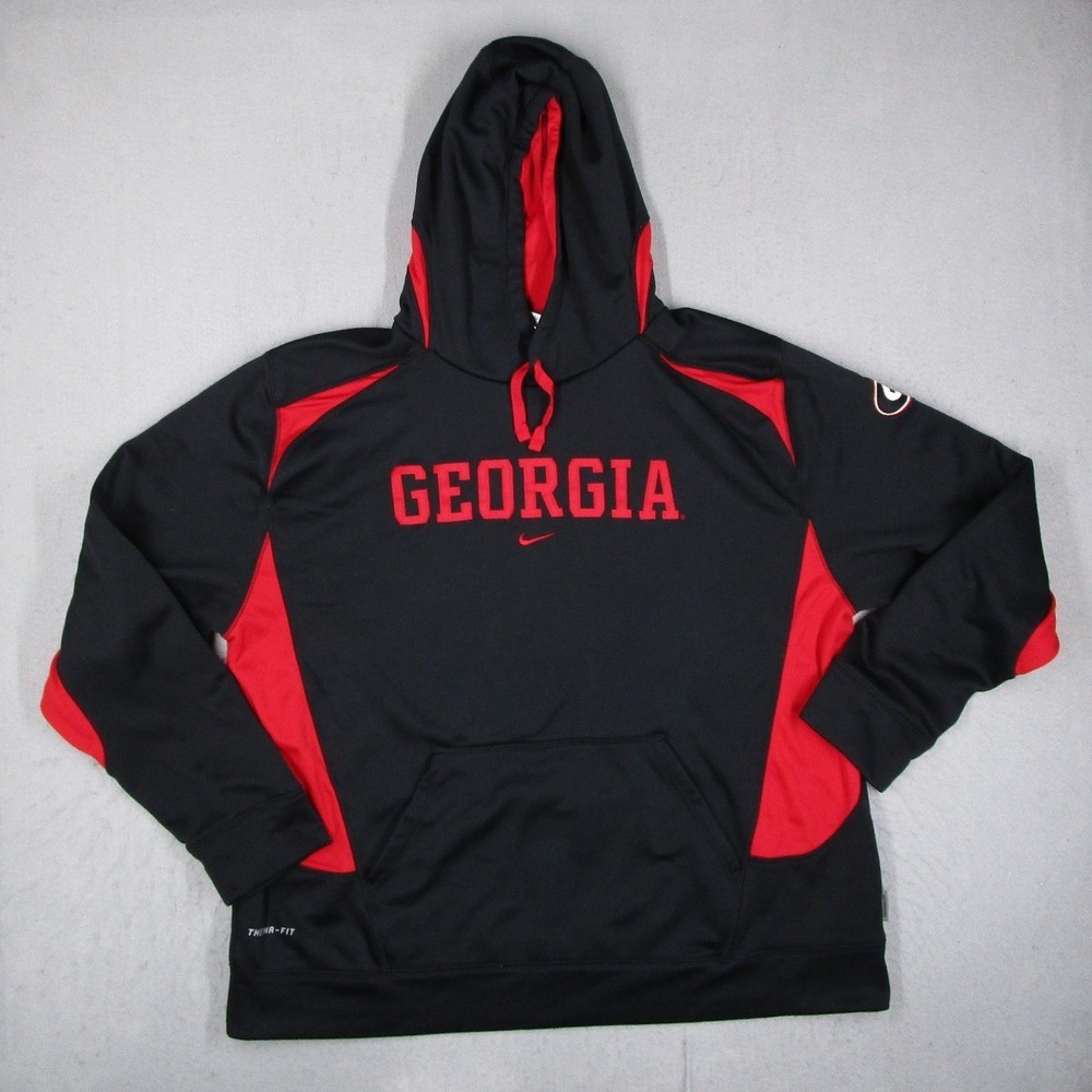 Nike Mens Georgia Bulldogs Therma-FIT Hoodie Black Red XXL 22711X-GG4